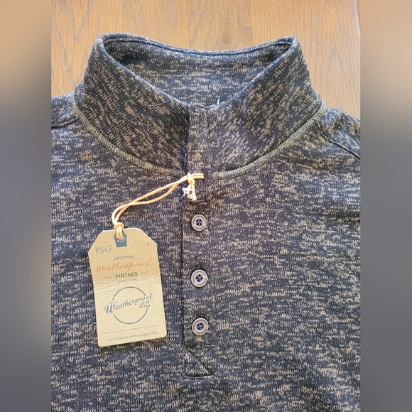 Mens Weatherproof Vintage Button Mock Neck Sweater Chocolate Brown Size L - Picture 8 of 12